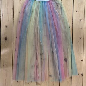 SHEIN Pastel Rainbow Tulle Circle Skirt